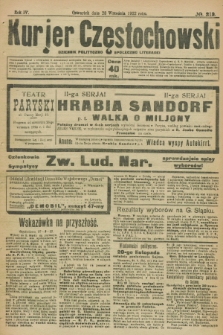 Kurjer Częstochowski : dziennik polityczno-społeczno literacki. R.4, № 219 (28 września 1922)