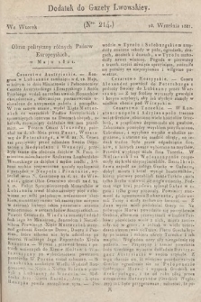 Dodatek do Gazety Lwowskiej : doniesienia urzędowe. 1821, nr 214