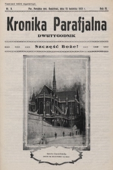 Kronika Parafjalna : dwutygodnik. 1931, nr 8