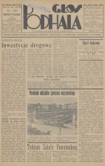 Głos Podhala : aktualny tygodnik powiatów: gorlickiego, jasielskiego, limanowskiego, nowosądeckiego, nowotarskiego i żywieckiego. 1936, nr 39