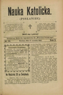 Nauka Katolicka (Posłaniec) : bezpłatny dodatek tygodniowy do „Wiarusa Polskiego”. R.3, nr 39 (27 września 1894)