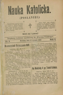 Nauka Katolicka (Posłaniec) : bezpłatny dodatek tygodniowy do „Wiarusa Polskiego”. R.4, nr 5 (31 stycznia 1895)