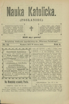 Nauka Katolicka (Posłaniec) : bezpłatny dodatek tygodniowy do „Wiarusa Polskiego”. R.4, nr 12 (21 marca 1895)
