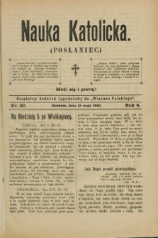 Nauka Katolicka (Posłaniec) : bezpłatny dodatek tygodniowy do „Wiarusa Polskiego”. R.4, nr 20 (15 maja 1895)