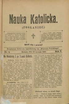Nauka Katolicka (Posłaniec) : bezpłatny dodatek tygodniowy do „Wiarusa Polskiego”. R.5, nr 4 (23 stycznia 1896)