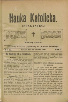 Nauka Katolicka (Posłaniec) : bezpłatny dodatek tygodniowy do „Wiarusa Polskiego”. R.5, nr 39 (24 września 1896)