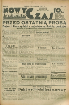 Nowy Czas. R.4, nr 240 (15 września 1934)