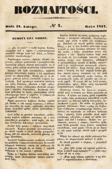 Rozmaitości : pismo dodatkowe do Gazety Lwowskiej. 1857, nr 7