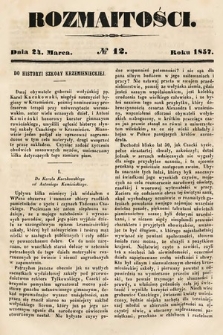 Rozmaitości : pismo dodatkowe do Gazety Lwowskiej. 1857, nr 12