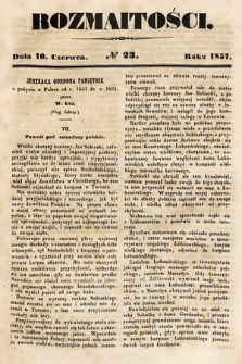 Rozmaitości : pismo dodatkowe do Gazety Lwowskiej. 1857, nr 23