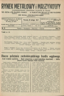Rynek Metalowy i Maszynowy : najobszerniejsze czasopismo fachowe w Polsce. R.7, nr 6 (10 lutego 1927) + dod.