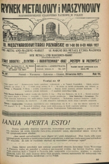 Rynek Metalowy i Maszynowy : najobszerniejsze czasopismo fachowe w Polsce. R.7, nr 17 (29 kwietnia 1927) + dod.