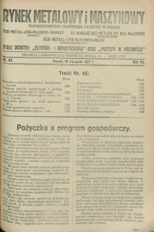 Rynek Metalowy i Maszynowy : najobszerniejsze czasopismo fachowe w Polsce. R.7, nr 45 (15 listopada 1927) + dod.