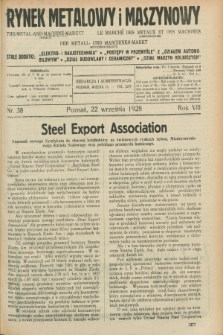 Rynek Metalowy i Maszynowy. R.8, nr 38 (22 września 1928) + dod.