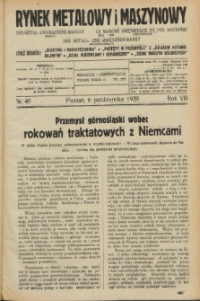 Rynek Metalowy i Maszynowy. R.8, nr 40 (6 października 1928) + dod.