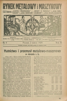 Rynek Metalowy i Maszynowy. R.9, nr 9 (2 marca 1929) + dod.
