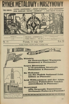 Rynek Metalowy i Maszynowy. R.9, nr 19 (11 maja 1929) + dod.