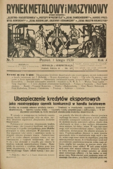 Rynek Metalowy i Maszynowy. R.10, nr 5 (1 lutego 1930) + dod.