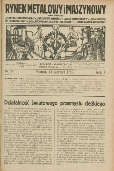 Rynek Metalowy i Maszynowy. R.10, nr 24 (14 czerwca 1930) + dod.