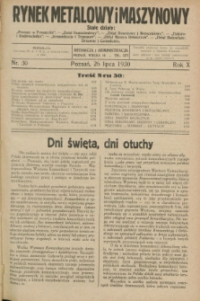 Rynek Metalowy i Maszynowy. R.10, nr 30 (26 lipca 1930) + dod.