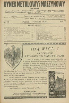 Rynek Metalowy i Maszynowy. R.10, nr 37 (13 września 1930) + dod.