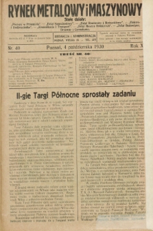 Rynek Metalowy i Maszynowy. R.10, nr 40 (4 października 1930) + dod.