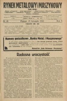 Rynek Metalowy i Maszynowy. R.10, nr 48 (29 listopada 1930) + dod.