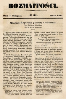 Rozmaitości : pismo dodatkowe do Gazety Lwowskiej. 1857, nr 31