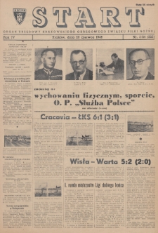 Start : organ urzędowy Krakowskiego Okręgowego Związku Piłki Nożnej. 1948, nr 5/24