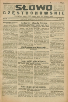 Słowo Częstochowskie : dziennik polityczny, społeczny i literacki, poświęcony sprawom miasta Częstochowy i powiatu. R.1, № 9 (25 marca 1931)