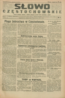 Słowo Częstochowskie : dziennik polityczny, społeczny i literacki, poświęcony sprawom miasta Częstochowy i powiatu. R.1, № 11 (27 marca 1931)