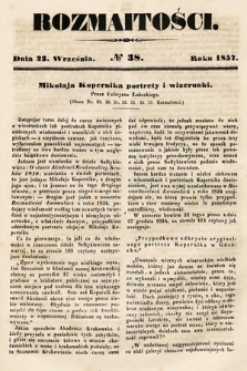 Rozmaitości : pismo dodatkowe do Gazety Lwowskiej. 1857, nr 38