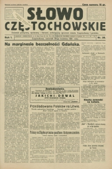 Słowo Częstochowskie : dziennik polityczny, społeczny i literacki, poświęcony sprawom miasta Częstochowy i powiatu. R.1, nr 38 (30 kwietnia 1931)