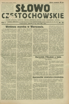 Słowo Częstochowskie : dziennik polityczny, społeczny i literacki, poświęcony sprawom miasta Częstochowy i powiatu. R.1, nr 55 (21 maja 1931)