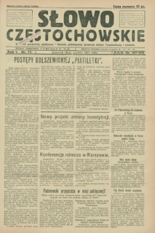 Słowo Częstochowskie : dziennik polityczny, społeczny i literacki, poświęcony sprawom miasta Częstochowy i powiatu. R.1, nr 77 (18 czerwca 1931)