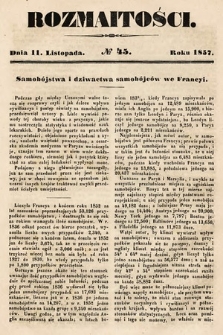 Rozmaitości : pismo dodatkowe do Gazety Lwowskiej. 1857, nr 45