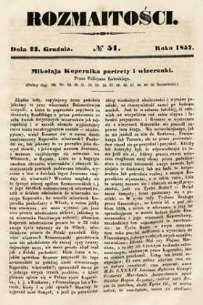 Rozmaitości : pismo dodatkowe do Gazety Lwowskiej. 1857, nr 51