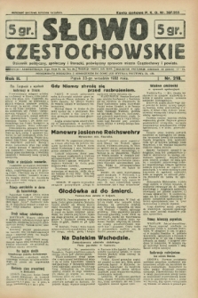 Słowo Częstochowskie : dziennik polityczny, społeczny i literacki, poświęcony sprawom miasta Częstochowy i powiatu. R.2, nr 218 (23 września 1932)