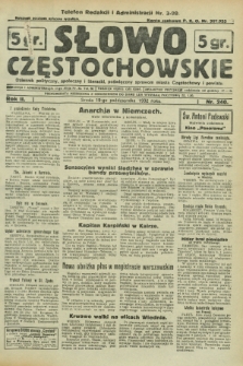 Słowo Częstochowskie : dziennik polityczny, społeczny i literacki, poświęcony sprawom miasta Częstochowy i powiatu. R.2, nr 240 (19 października 1932)