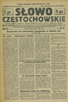 Słowo Częstochowskie : dziennik polityczny, społeczny i literacki, poświęcony sprawom miasta Częstochowy i powiatu. R.3, nr 8 (11 stycznia 1933)