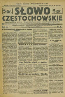 Słowo Częstochowskie : dziennik polityczny, społeczny i literacki, poświęcony sprawom miasta Częstochowy i powiatu. R.3, nr 9 (12 stycznia 1933)