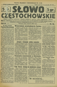 Słowo Częstochowskie : dziennik polityczny, społeczny i literacki, poświęcony sprawom miasta Częstochowy i powiatu. R.3, nr 18 (22 stycznia 1933)