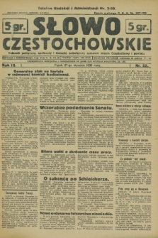 Słowo Częstochowskie : dziennik polityczny, społeczny i literacki, poświęcony sprawom miasta Częstochowy i powiatu. R.3, nr 22 (27 stycznia 1933)