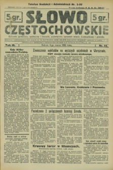 Słowo Częstochowskie : dziennik polityczny, społeczny i literacki, poświęcony sprawom miasta Częstochowy i powiatu. R.3, nr 52 (4 marca 1933)