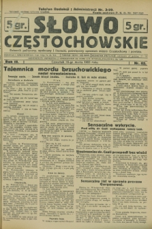 Słowo Częstochowskie : dziennik polityczny, społeczny i literacki, poświęcony sprawom miasta Częstochowy i powiatu. R.3, nr 62 (16 marca 1933)