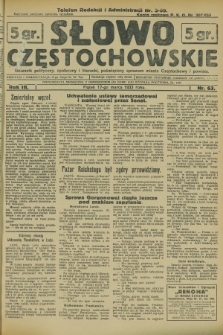 Słowo Częstochowskie : dziennik polityczny, społeczny i literacki, poświęcony sprawom miasta Częstochowy i powiatu. R.3, nr 63 (17 marca 1933)