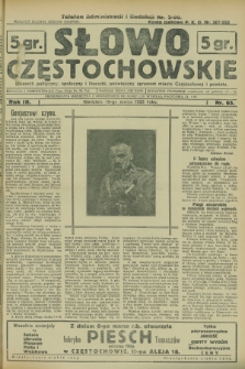 Słowo Częstochowskie : dziennik polityczny, społeczny i literacki, poświęcony sprawom miasta Częstochowy i powiatu. R.3, nr 65 (19 marca 1933)