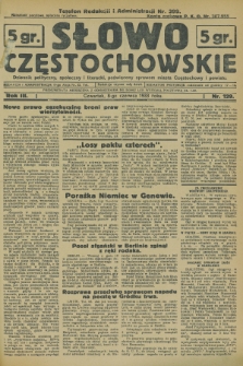 Słowo Częstochowskie : dziennik polityczny, społeczny i literacki, poświęcony sprawom miasta Częstochowy i powiatu. R.3, nr 129 (8 czerwca 1933)