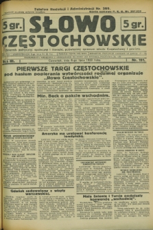 Słowo Częstochowskie : dziennik polityczny, społeczny i literacki, poświęcony sprawom miasta Częstochowy i powiatu. R.3, nr 151 (6 lipca 1933)