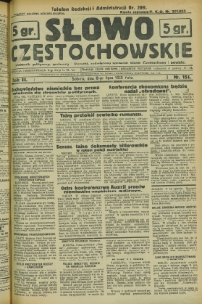Słowo Częstochowskie : dziennik polityczny, społeczny i literacki, poświęcony sprawom miasta Częstochowy i powiatu. R.3, nr 153 (8 lipca 1933)